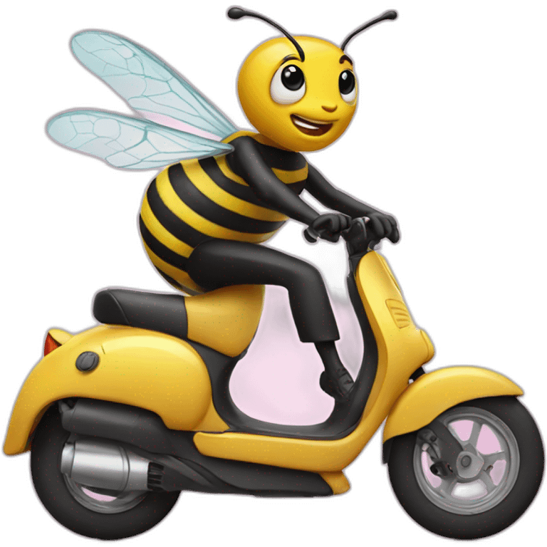 a bee fling on a scooter emoji