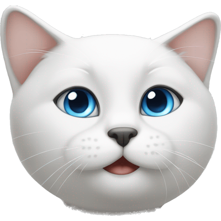 White cat with blue eyes black ears and black tail emoji