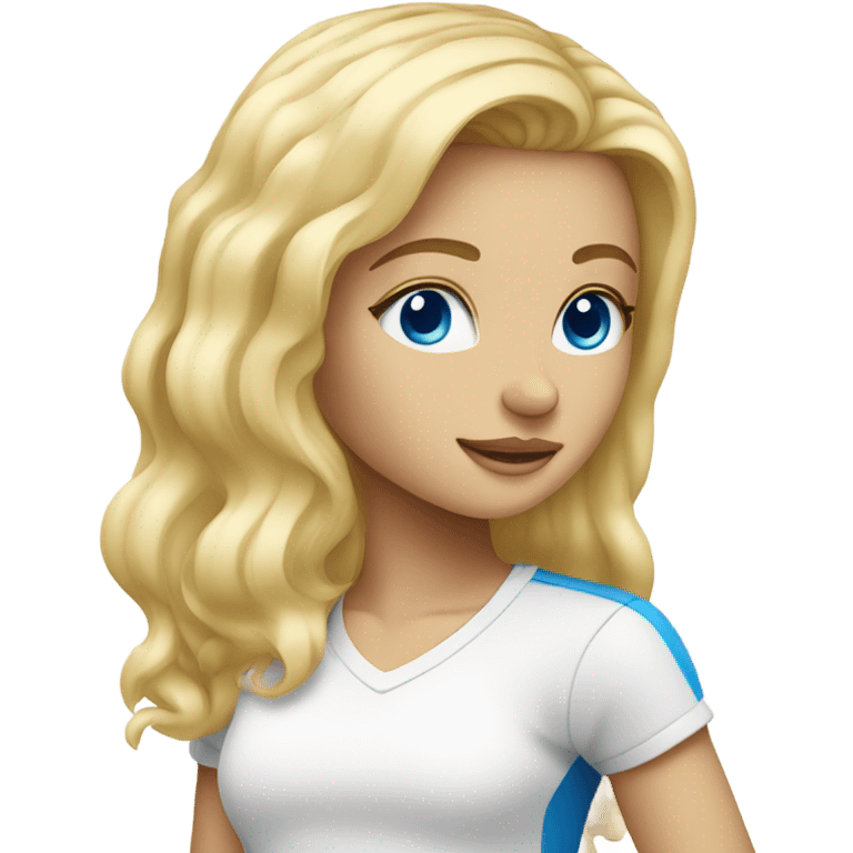 blonde hair girl with blue eyes and white tshirt emoji