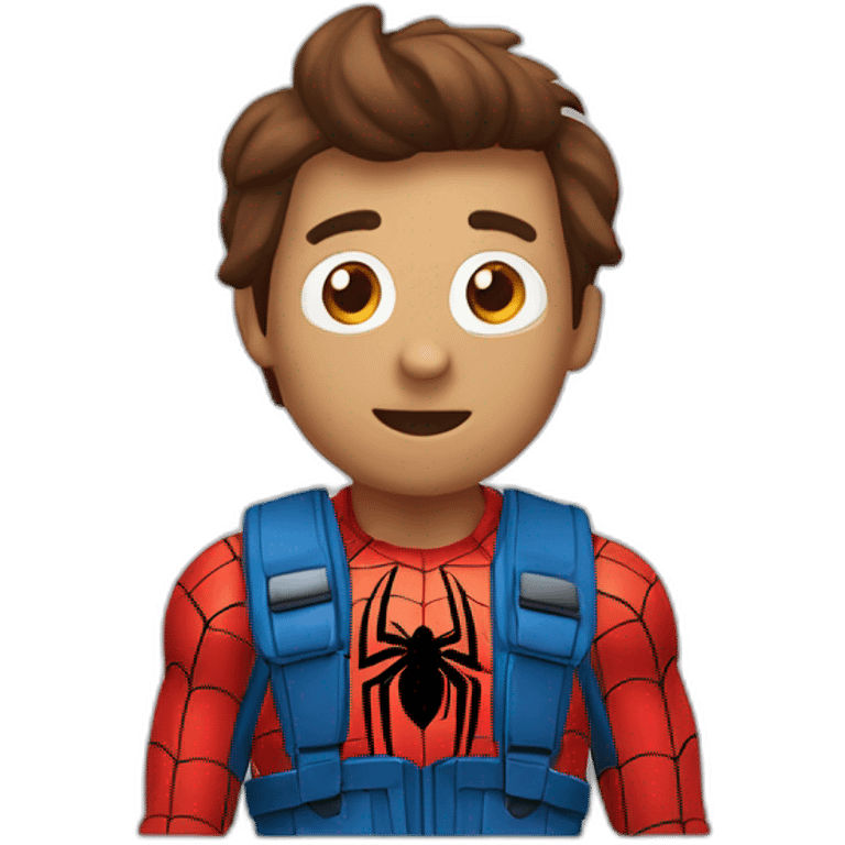 a photo of a correndo de um homem aranha soltando teia emoji