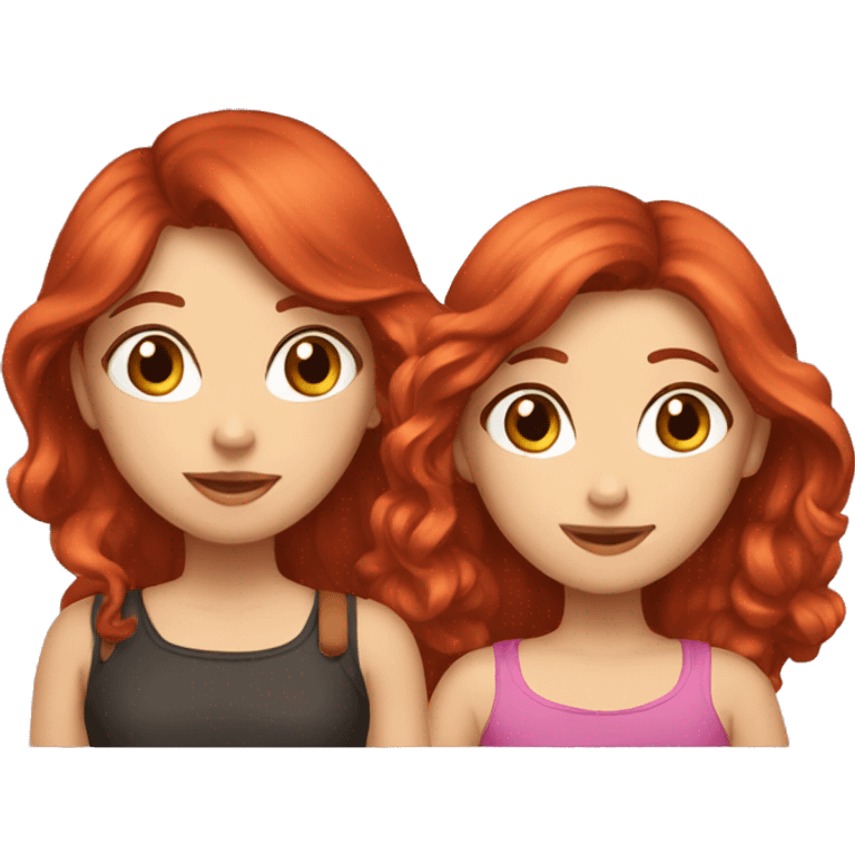 two--girls best friends brown hair and red hair emoji