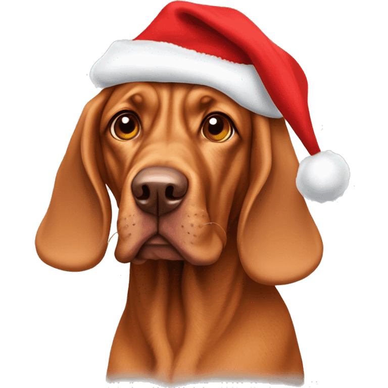 Hungarian vizla dog with a Santa hat on  emoji