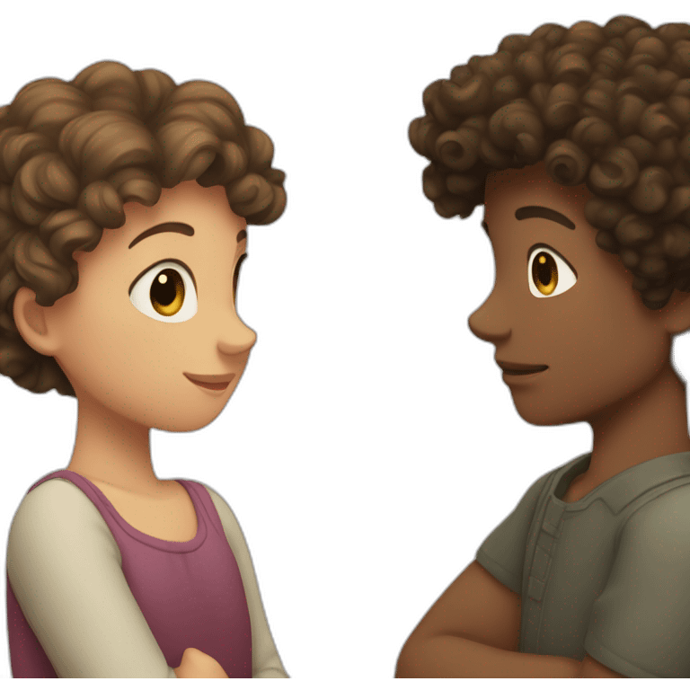  straight haired girl hugging curly haired boy  emoji