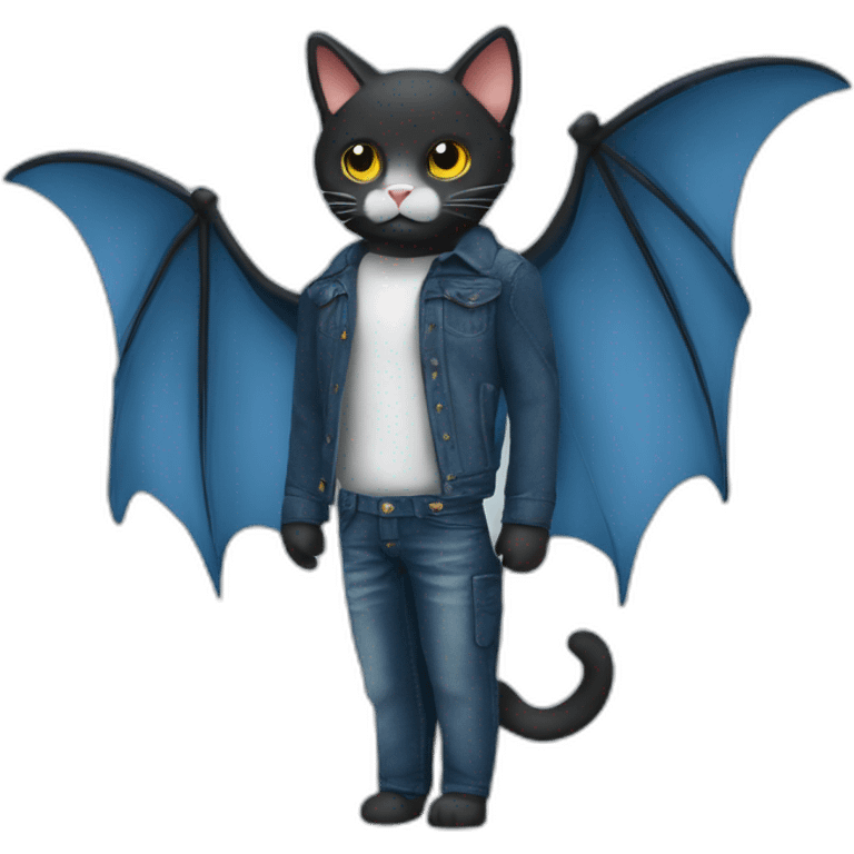 wings cat bat fly bleu jeans emoji