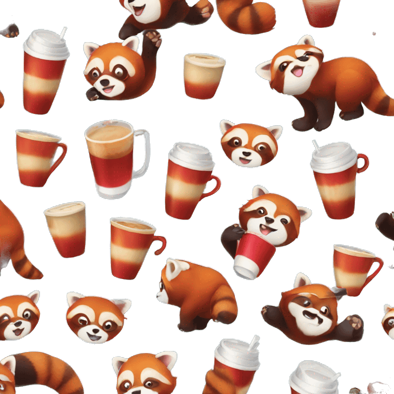 red panda drink cofee emoji