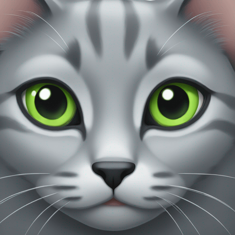 Gray cat with green eyes emoji