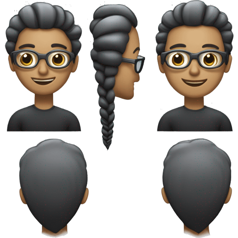 mullher de cabelo longo, liso preto na altura dos ombros, oculos de grau, morena emoji