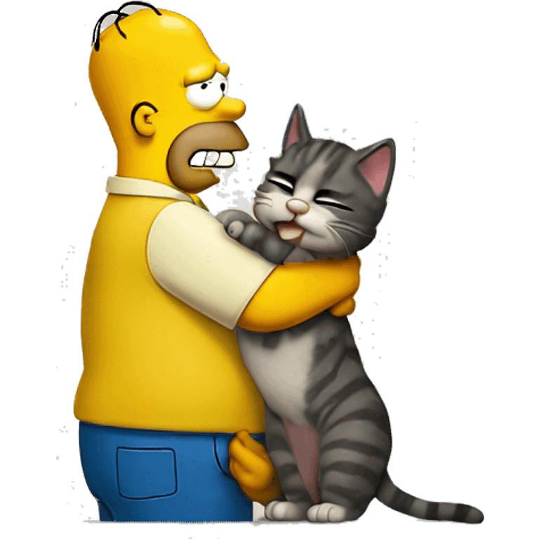 Homer simpson kissing a cat emoji