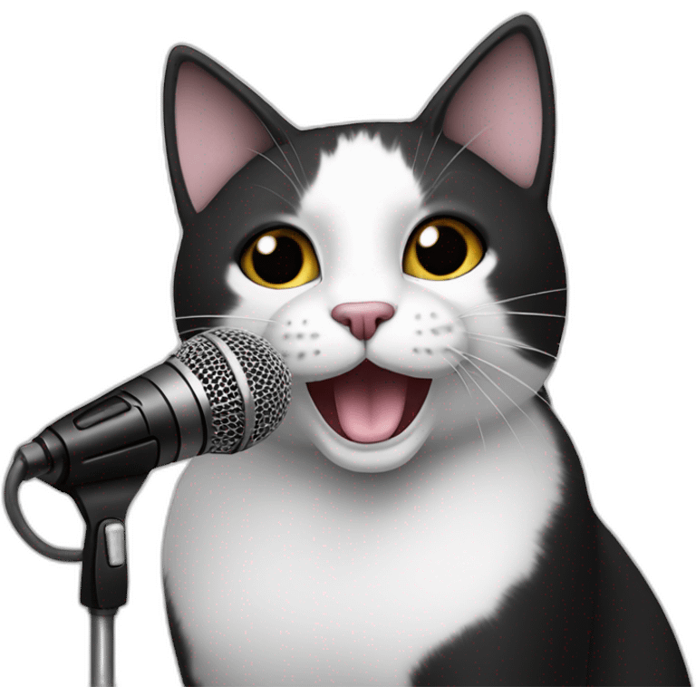 Karaoke-black-and-white-cat emoji