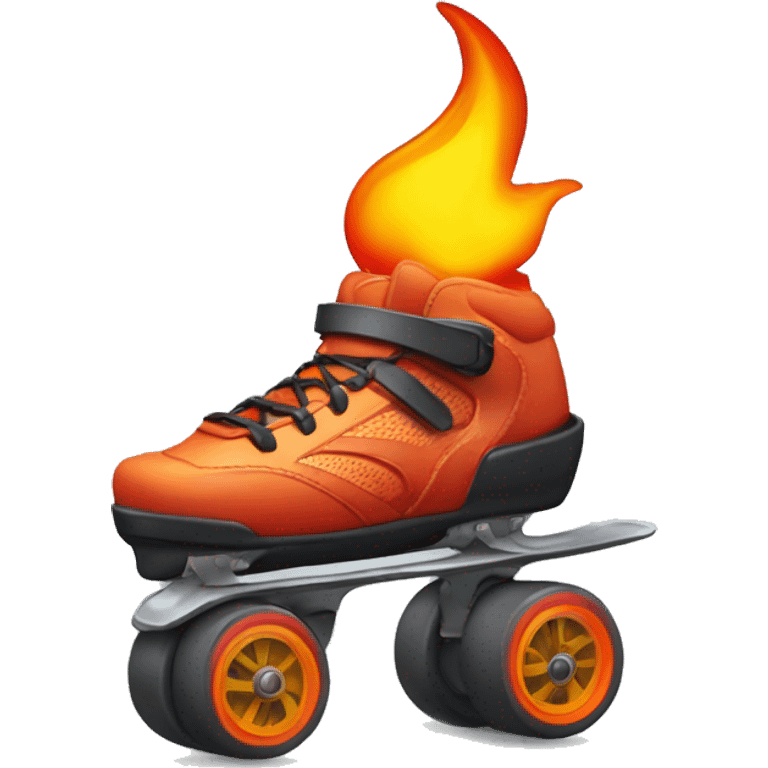 a rollerblade with fire in the wheels emoji