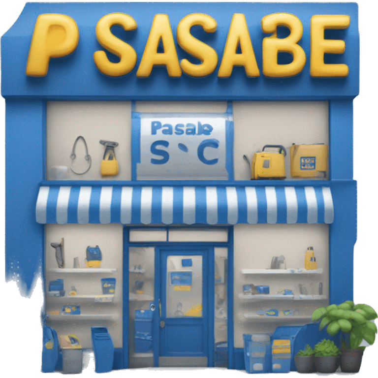 a hardware store called PASABE in blue colors emoji