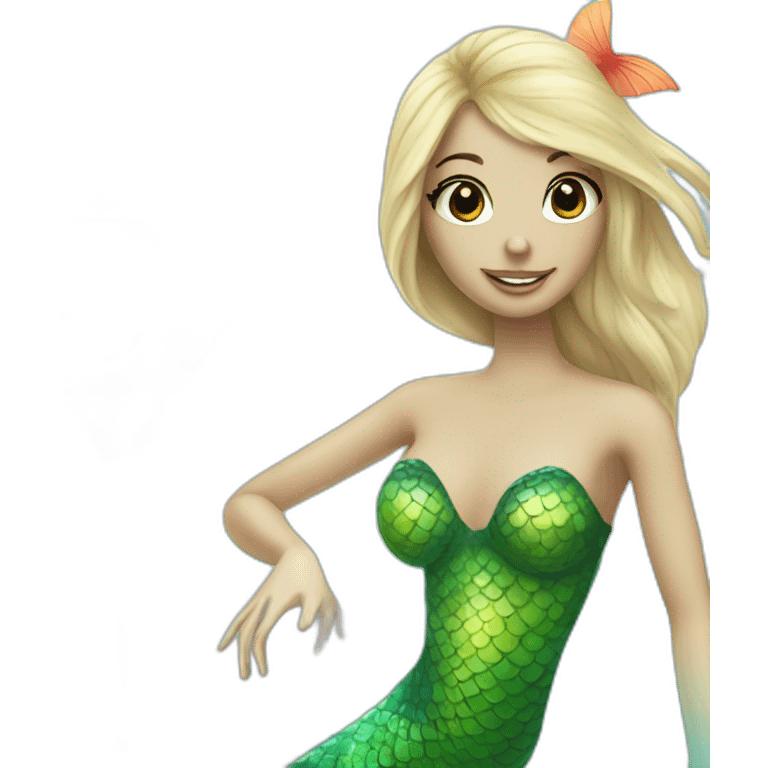 Two mermaids swim in a martini glass emoji