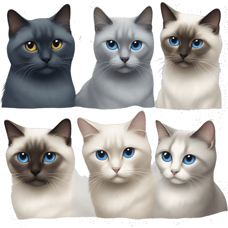 2 sacred Birman and 1 Russian blue in die middle  emoji