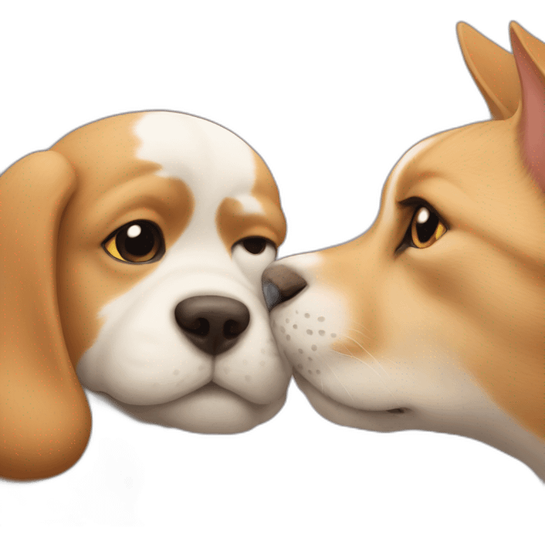 cat kissing dog emoji