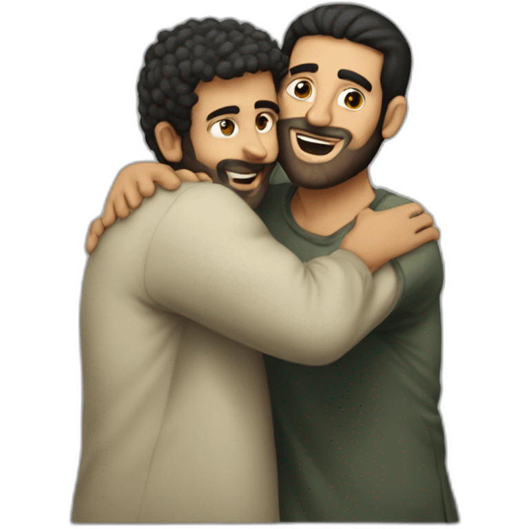 palestinian guy hugg israelian guy emoji