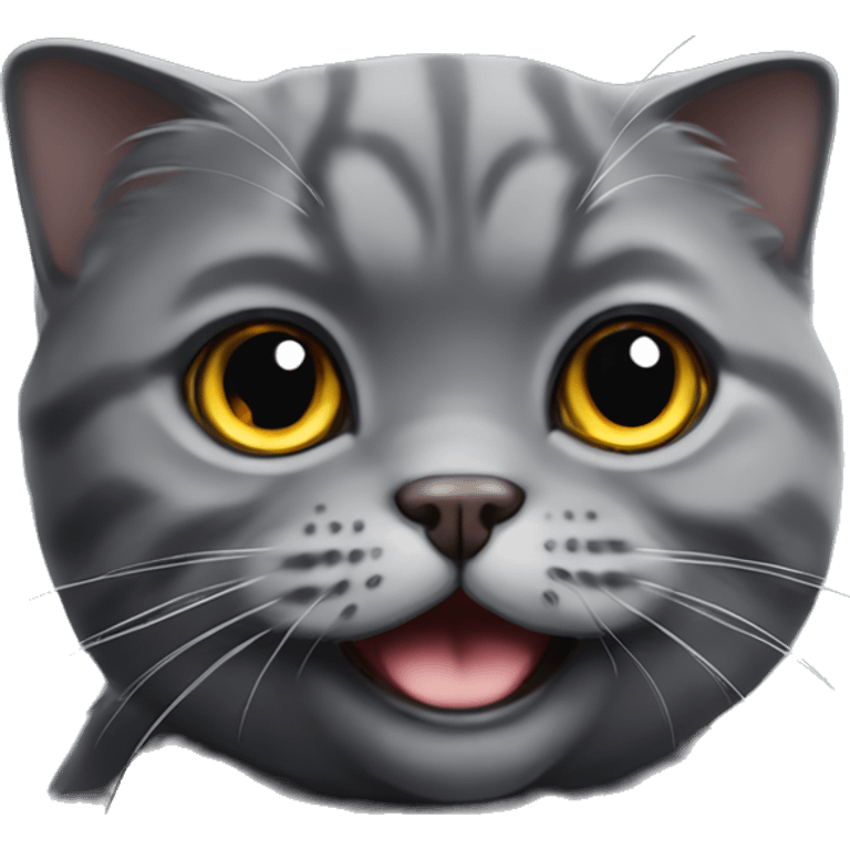 Happy  dark gray scottish fold cat emoji