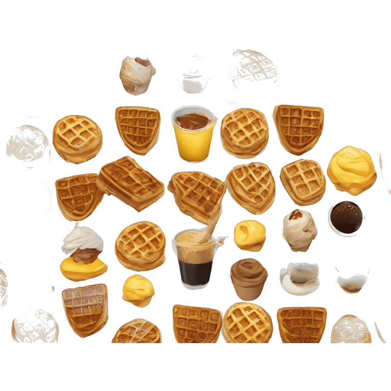 A tasty waffle breakfast with coffe emoji