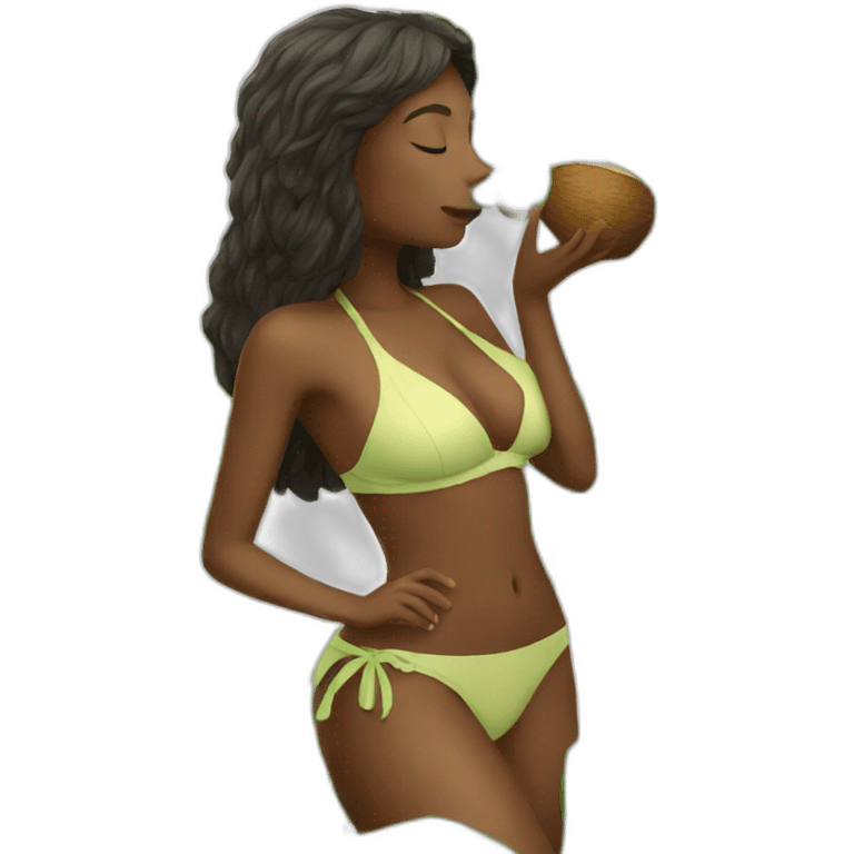 A women with bikini and is drinking coconut emoji