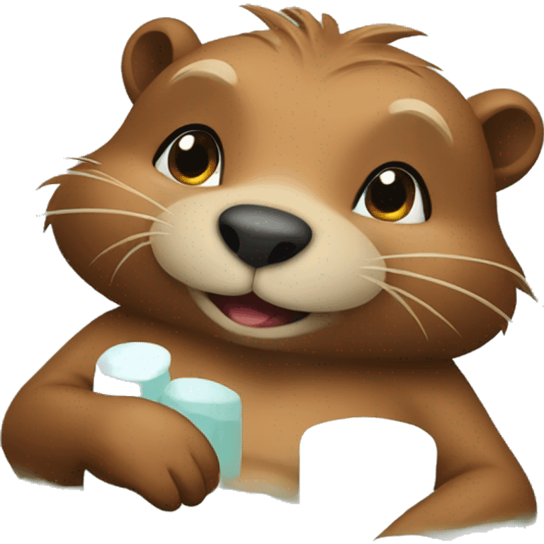 Beaver relaxing in spa emoji