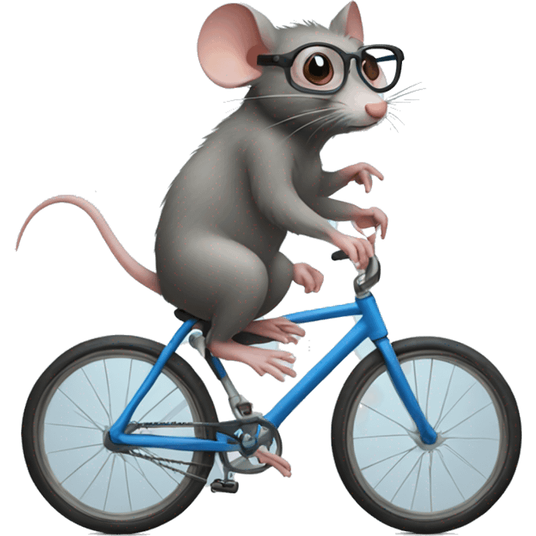 Rat with glasses using bicycle emoji