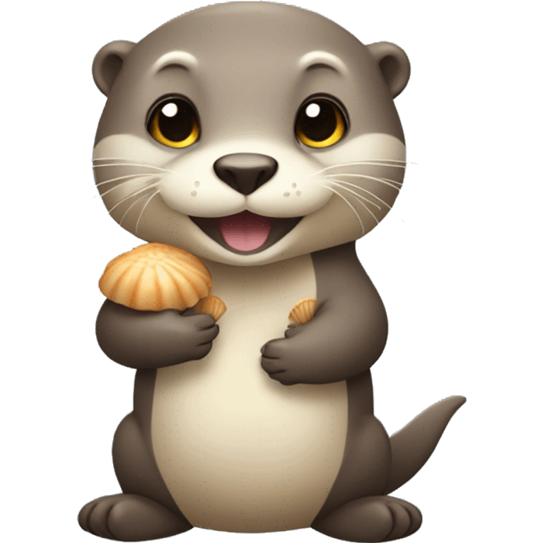 Cute Otter holding a bunch of scallops emoji