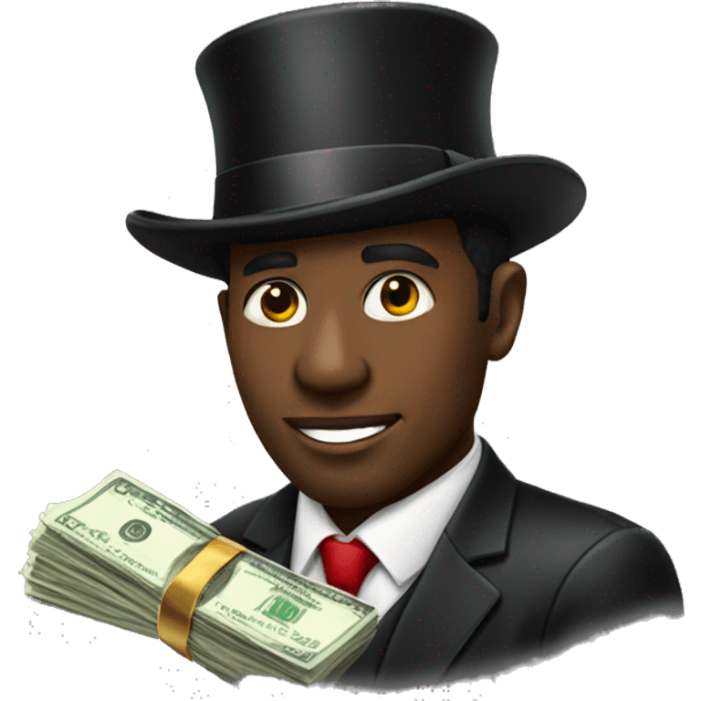 black man with tophat money rich emoji