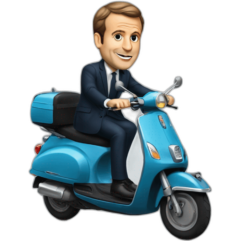 Emanuel macron sur un scooter emoji