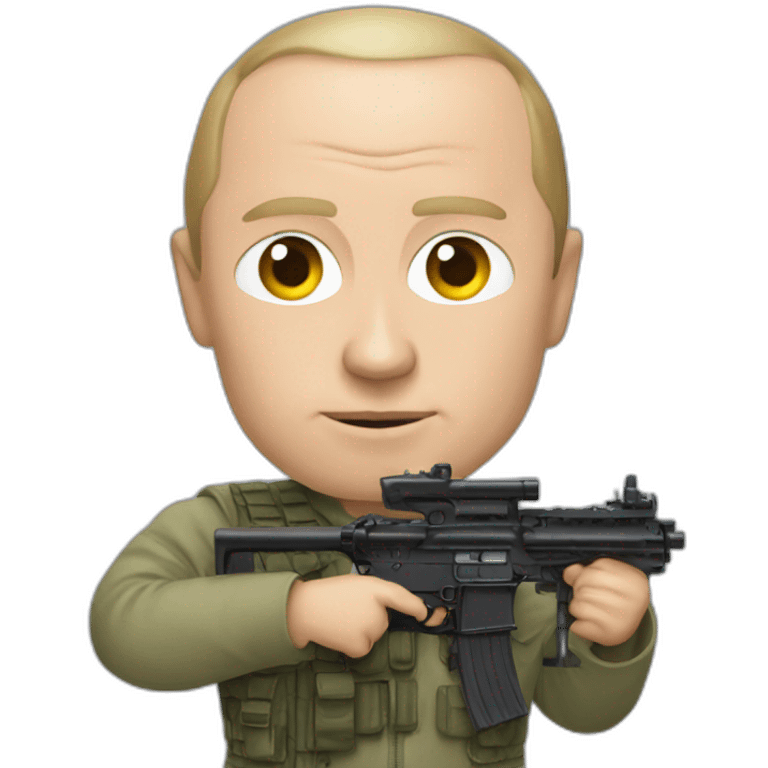 Putin with a machine gun in his hands emoji