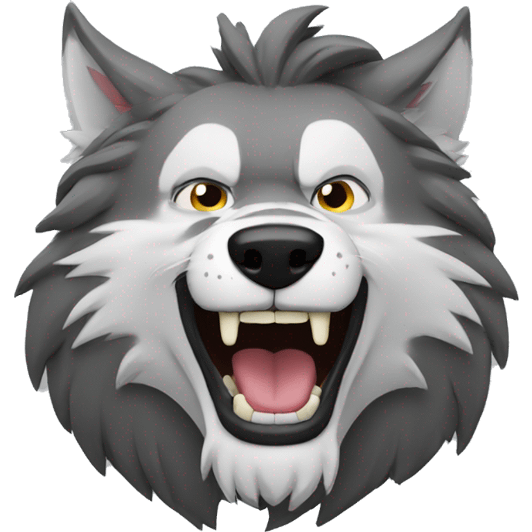 Lobo gris riendo emoji