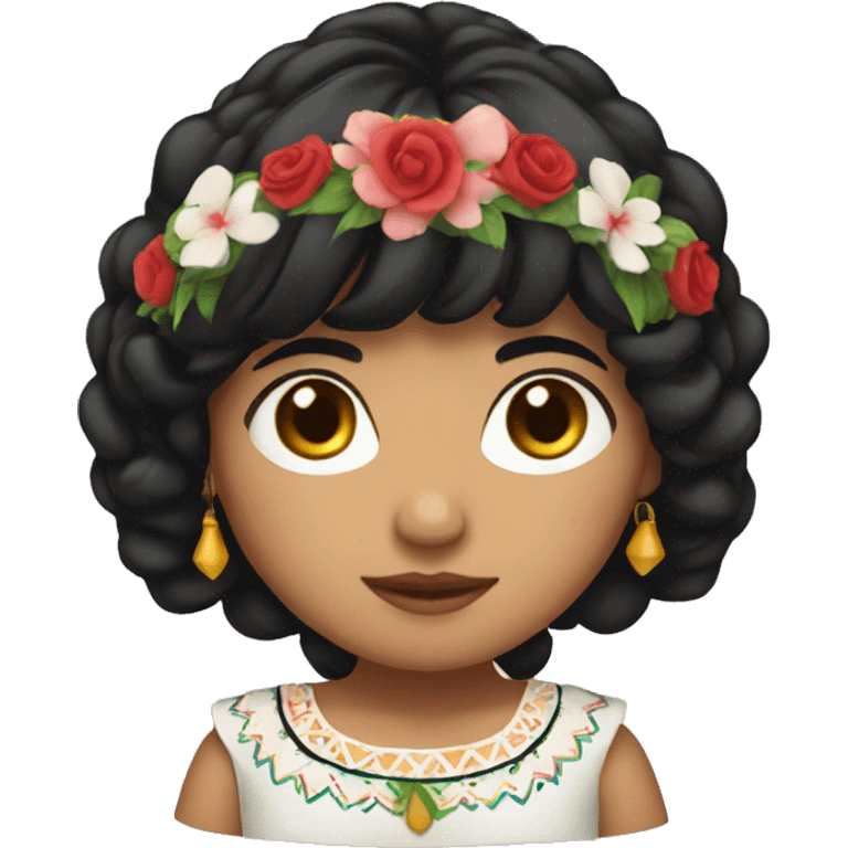 mexican female wit black hair and traditional blouse emoji