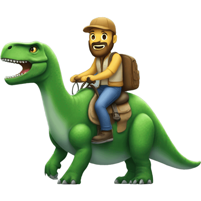 Man with a beard, riding a dinosaur  emoji