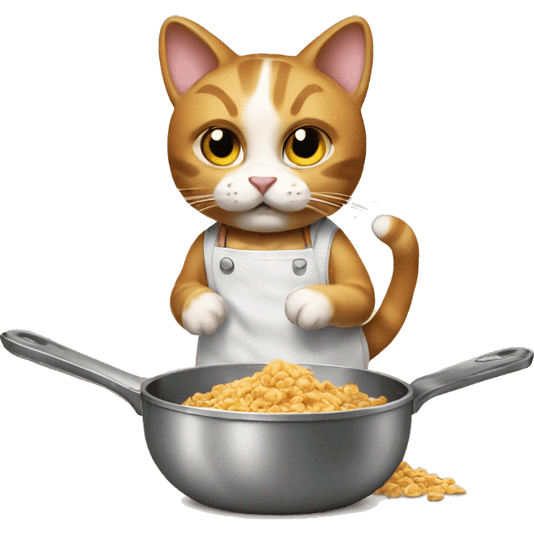 Cat cooking cereal emoji