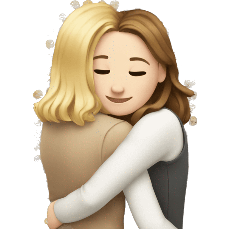 White Girl hugs white girl emoji