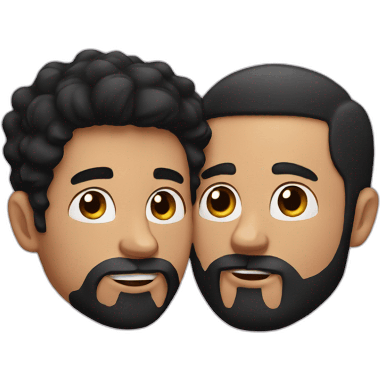 White Man with black hair and ginger beard kissing white man with black hair emoji