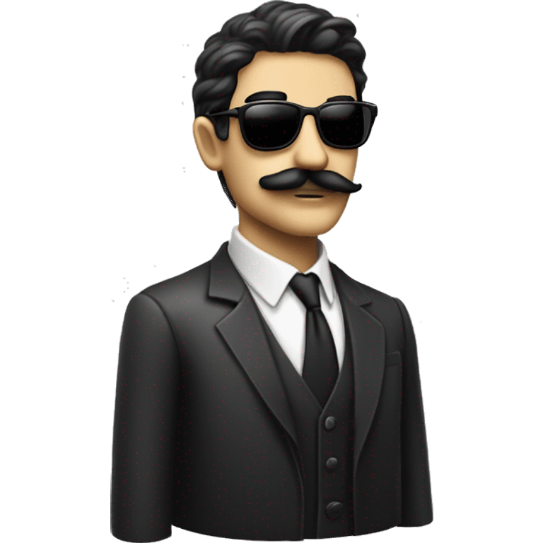 solo dark haired sunglasses mustachioed gentleman in monochrome emoji