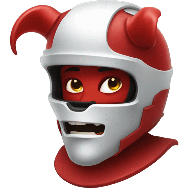 devil with skid lid. red skin emoji