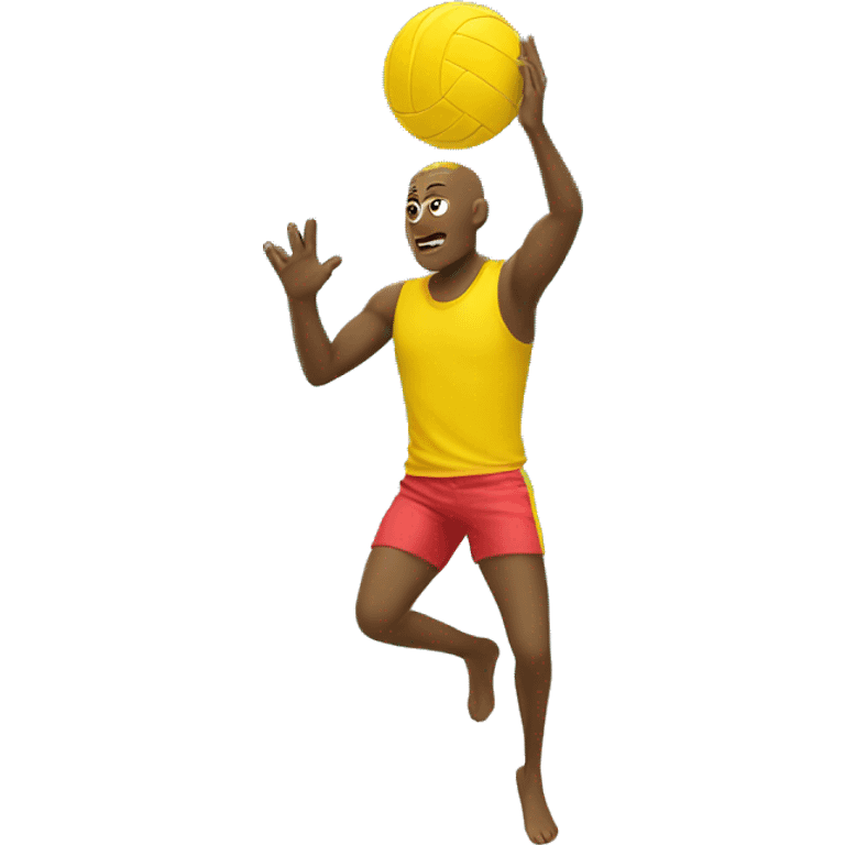 Yellow Man in shorts  passing a beach volleyball emoji