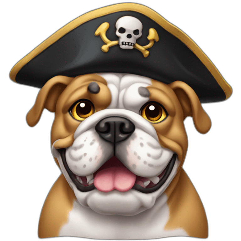 Bulldog wearing a pirate hat emoji