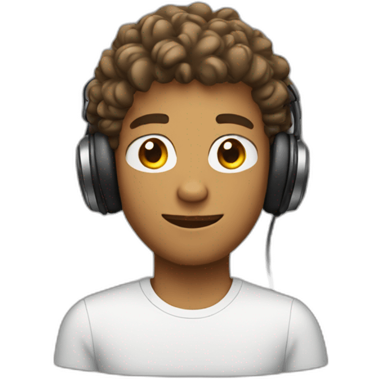 tan guy with semi curly hair and headphones emoji