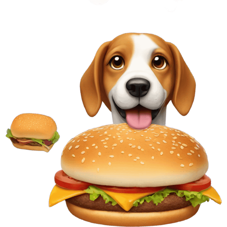 Dog with burger emoji