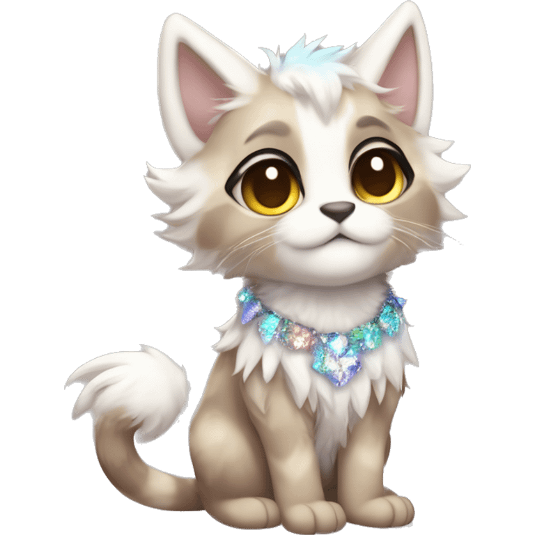 Furry, sparkle, iridescent, colorful, pastel, edgy, cool, fantasy beautiful, brown, beige, white, divine, godly, angelic, animal, anthro, full body, fursona, feline emoji