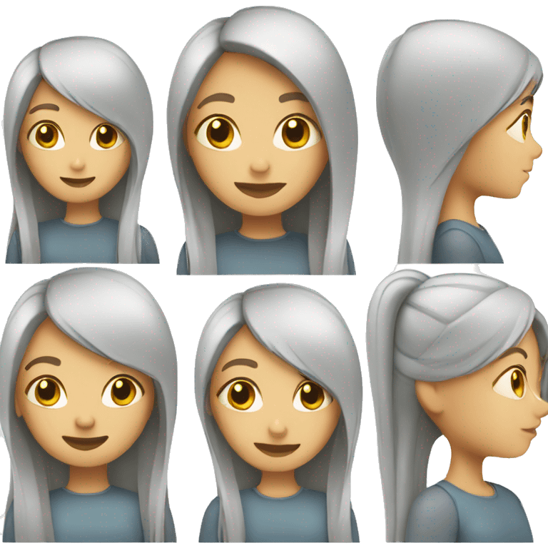 Girl with long straight gray hair emoji