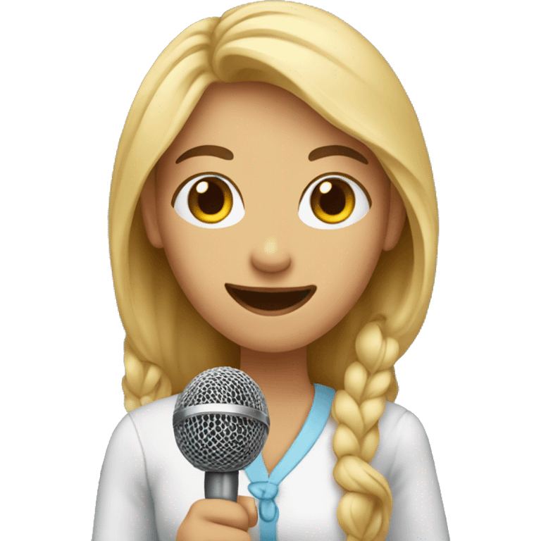 A girlhost is holding a microphone. emoji