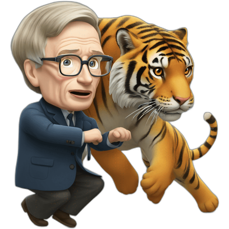 Professor Stephen Hawking fighting a tiger emoji