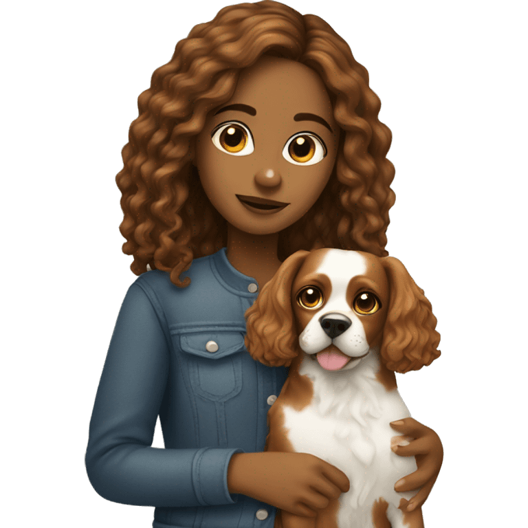 girl with dog cavalier  emoji