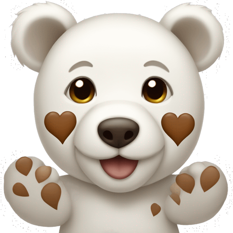 White teddybear with brown hearts emoji