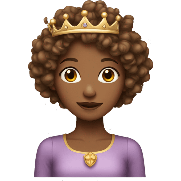 Girl with brown curly hair wearing a crown emoji