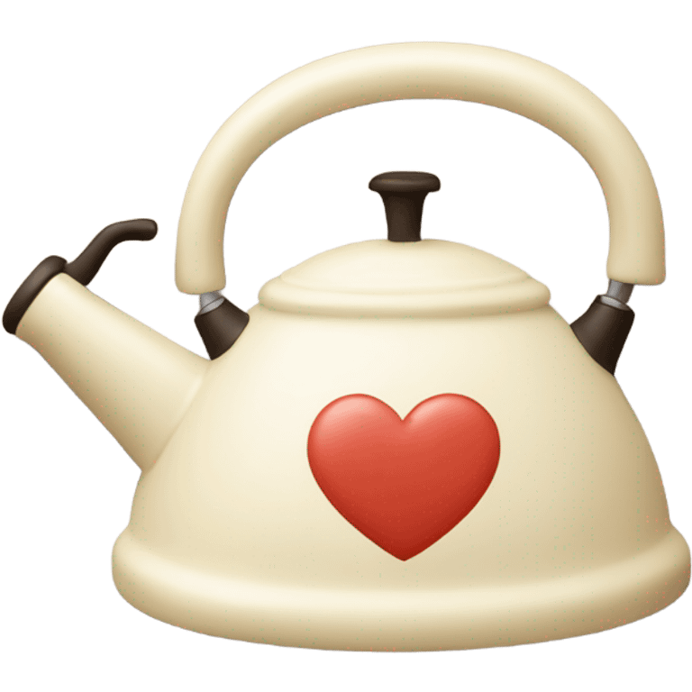 Cream colored heart shaped kettle emoji