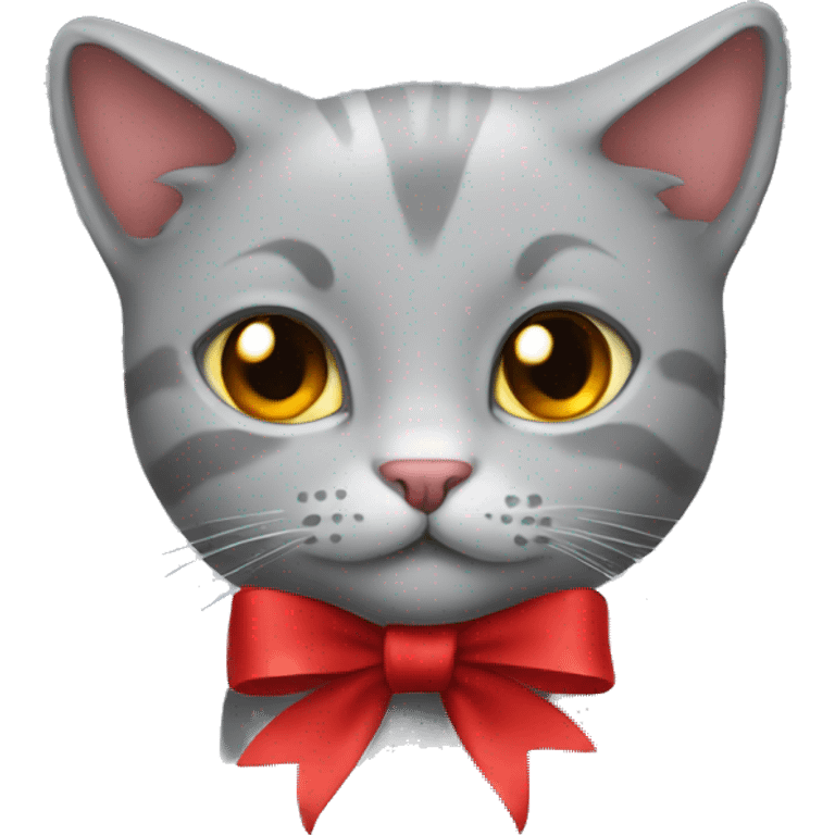 grey kitty with a red ribbon emoji