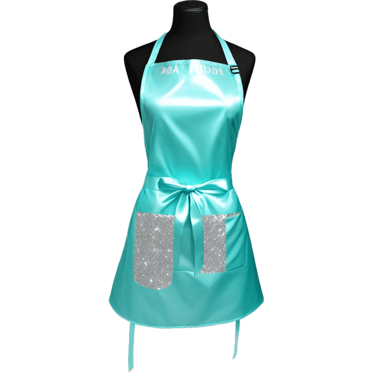 Realistic pastel tiffany blue apron tied around front with shiny glitter on it emoji